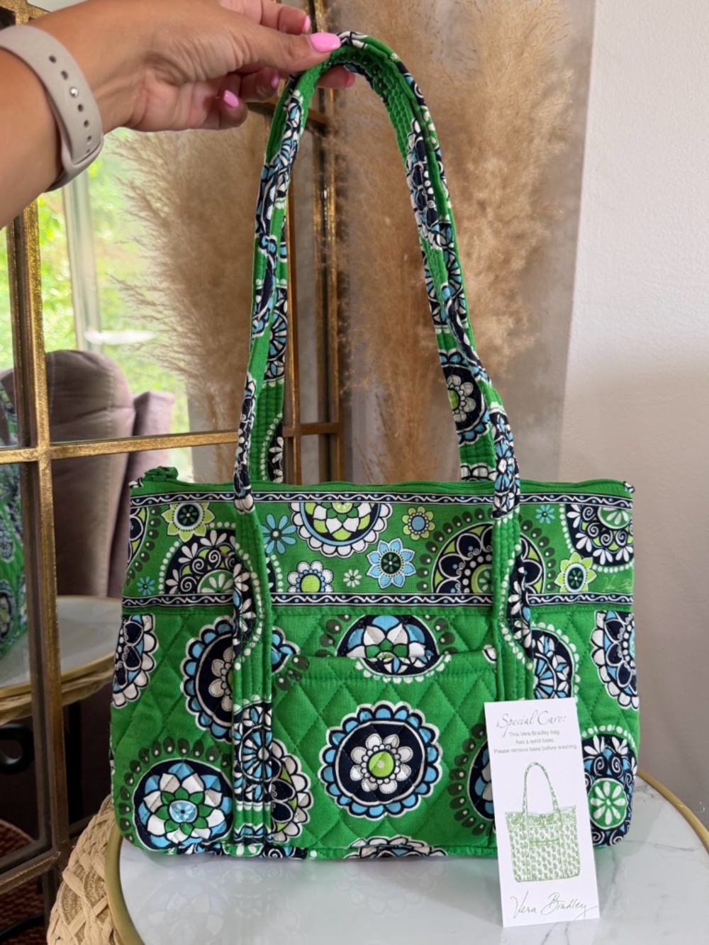 Vera Bradley Cupcake Green Floral Betsy Shoulder Bag Retired Rare Quilted Purse
